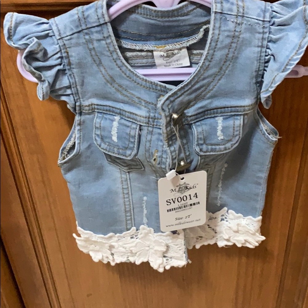 NWT MLKids laced ruffled jean jacket